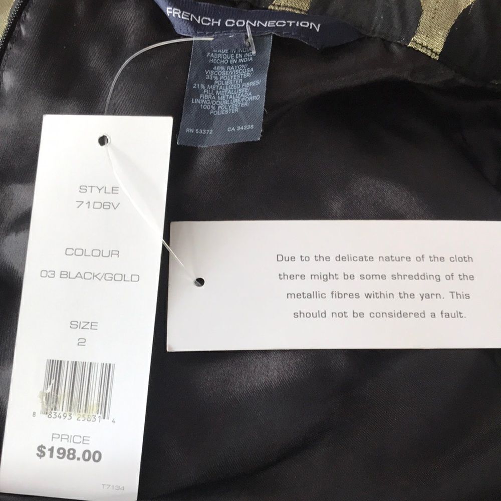 French Connection metallic gold/black dot midi NWT - Picture 5 of 7
